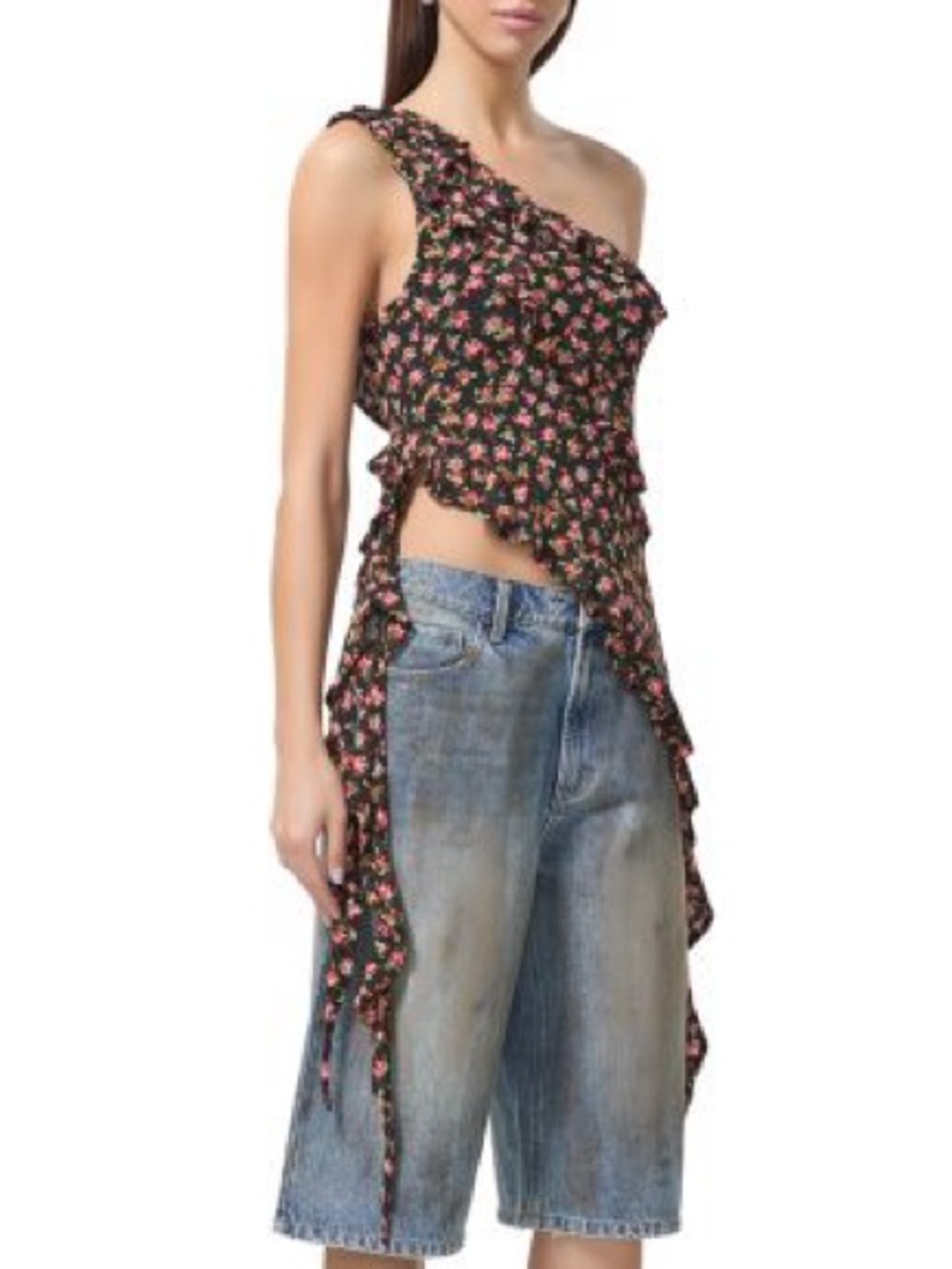 AFRM Vivica One Shoulder Ruffle Top